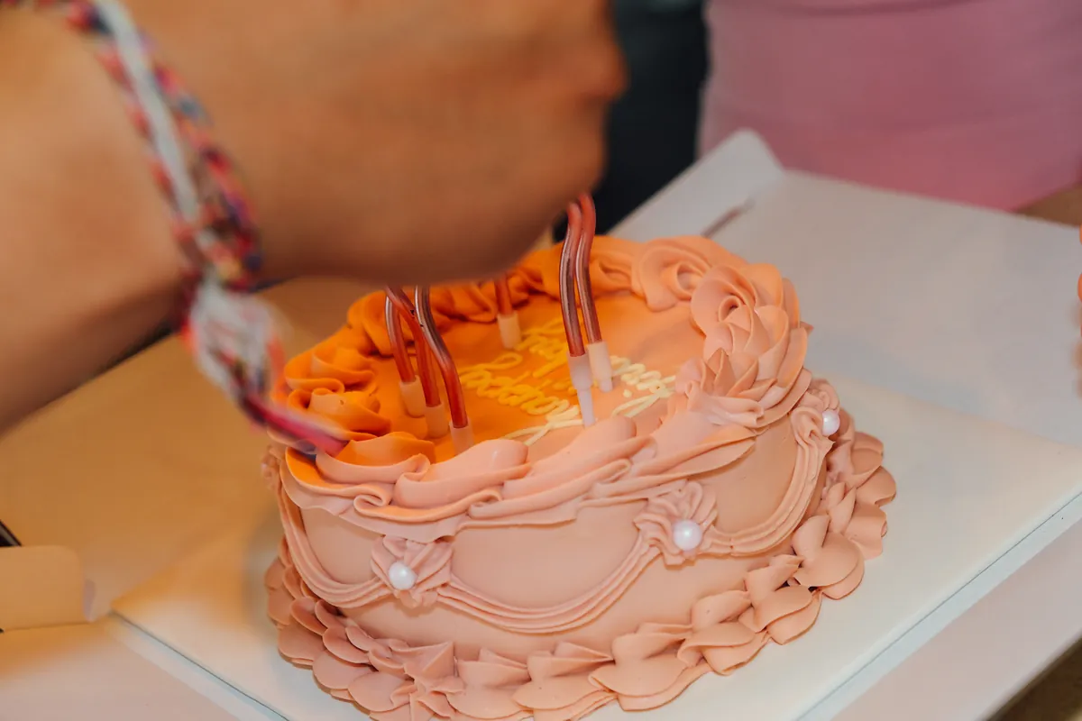 A celebration cake at an event
