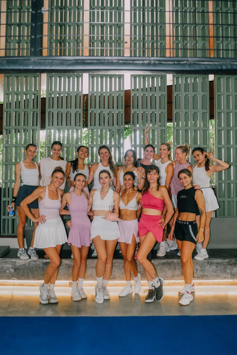 A group photo after a private padel event